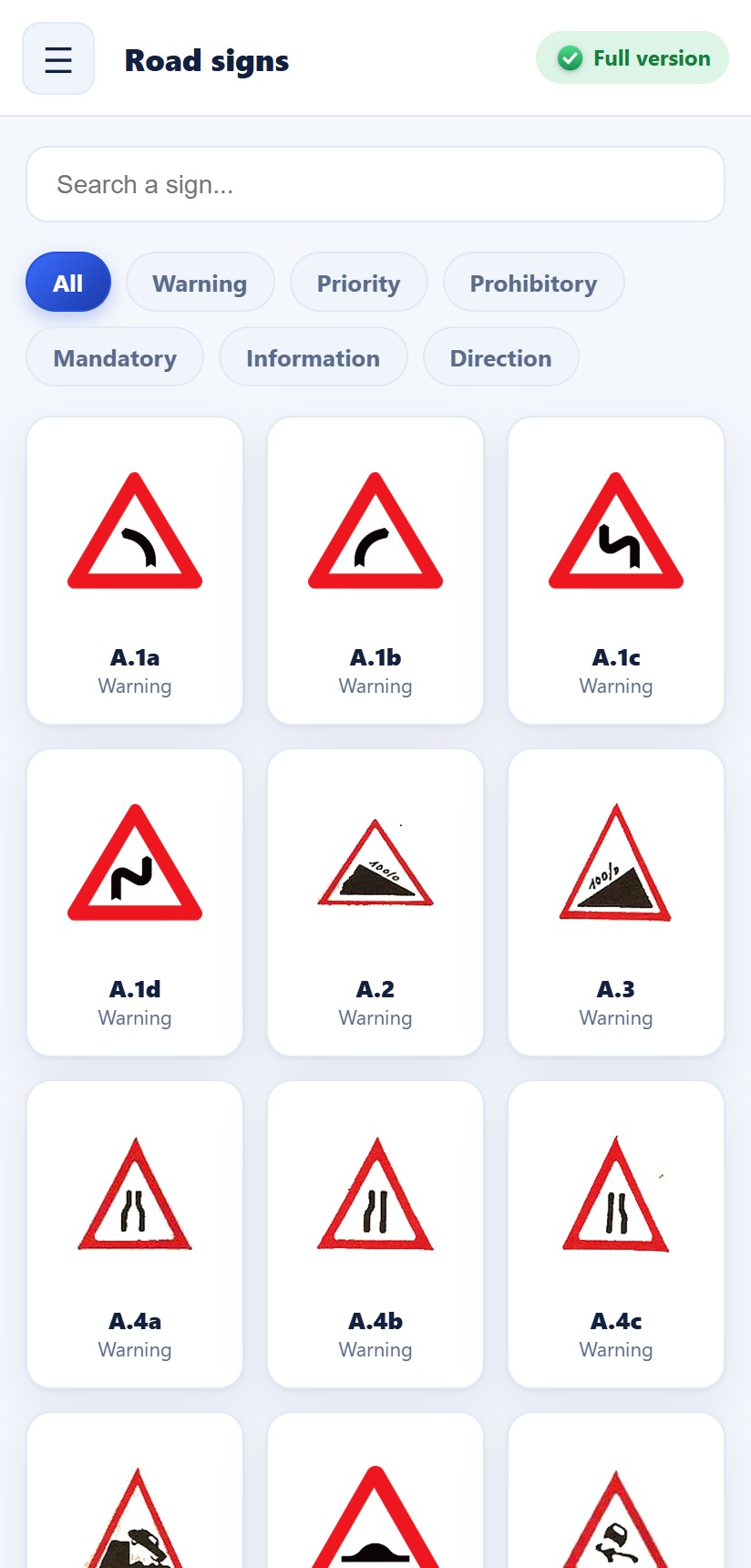Road signs on a phone