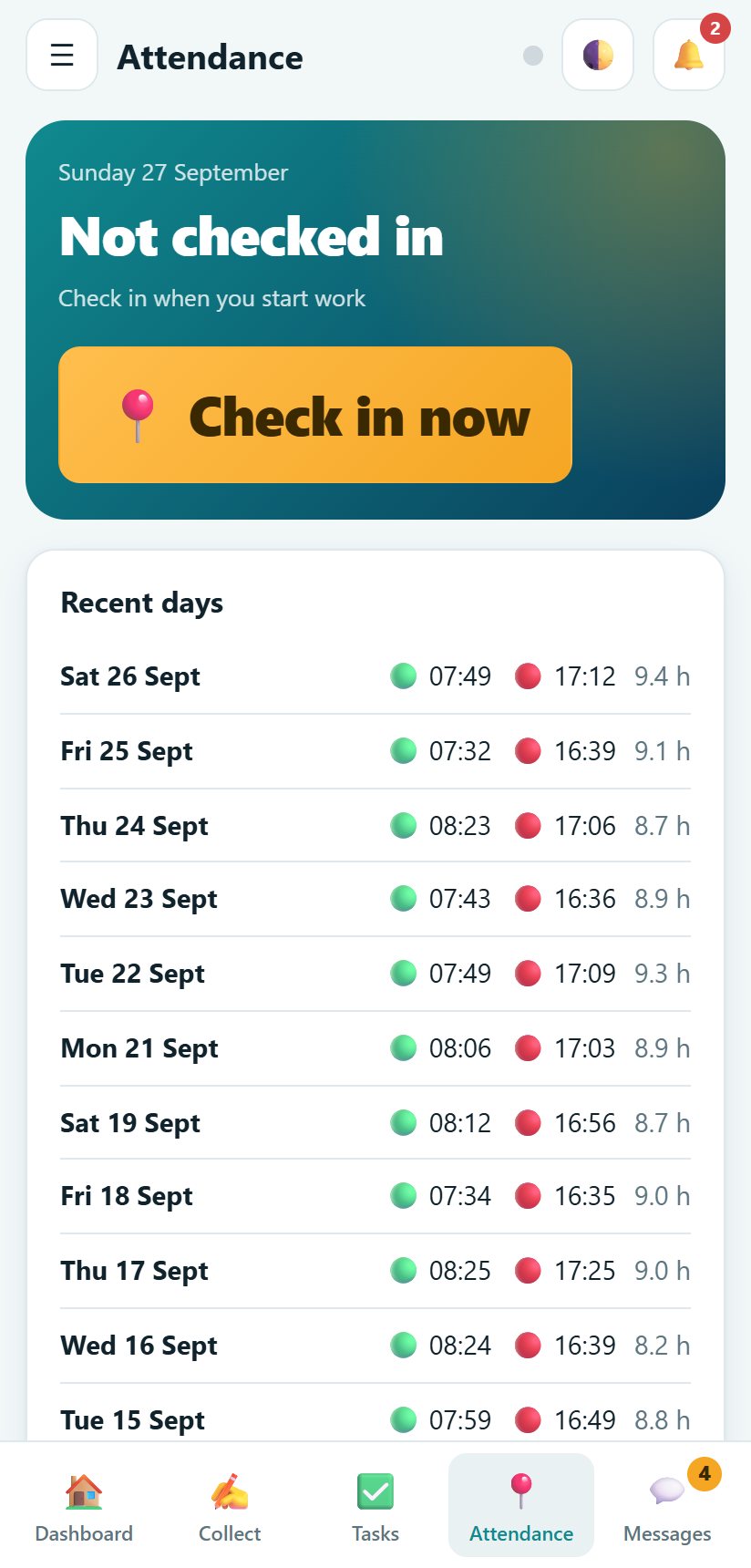 Check in on a phone