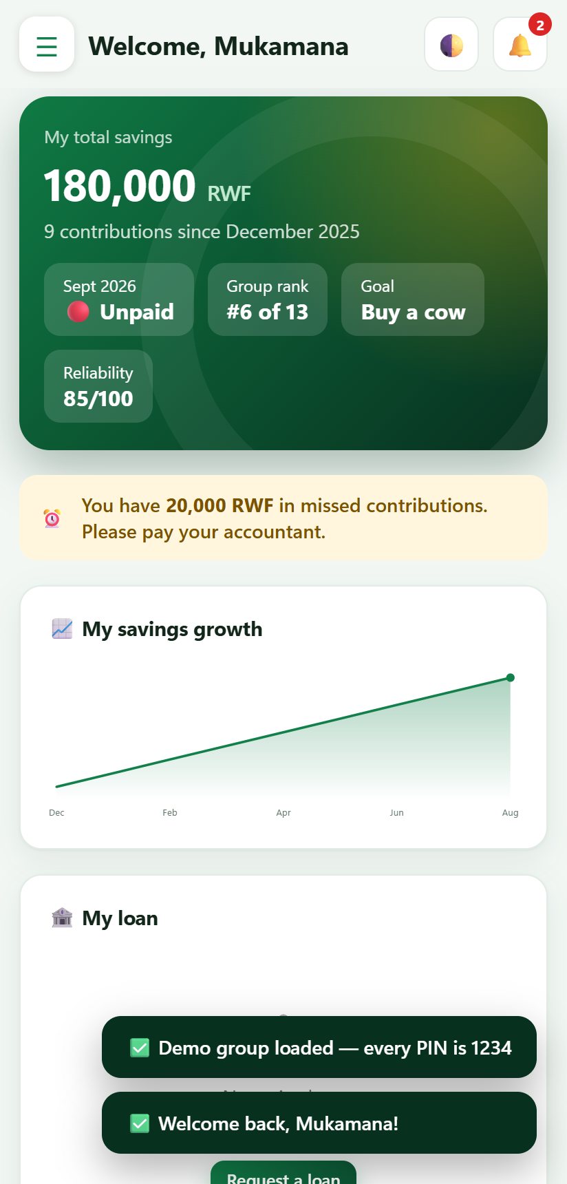Member account on a phone